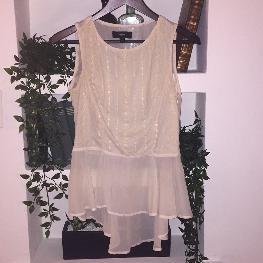 White Peplum Top with Mesh Back
